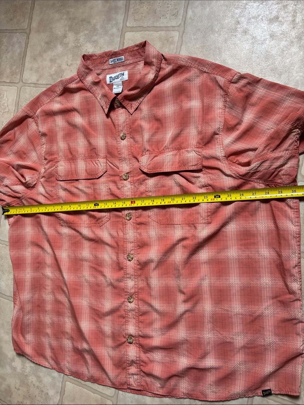 Duluth Trading Co Untucked 3XL Relaxed Fit Short Sleeve Button Shirt XXXL Orange - Picture 4 of 6